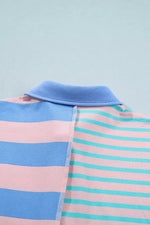 Stripe Exposed Seam Mixed Patchwork Loose Short Set