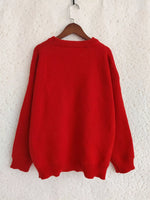 Cherry Pom-Pom Knit Round Neck Sweater