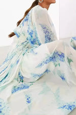Floral Print Bohemian Maxi Dress with Balloon Sleeves - Ladyez
