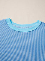 Twisted Rib Uneven Hem Drop Shoulder Loose Knit Top