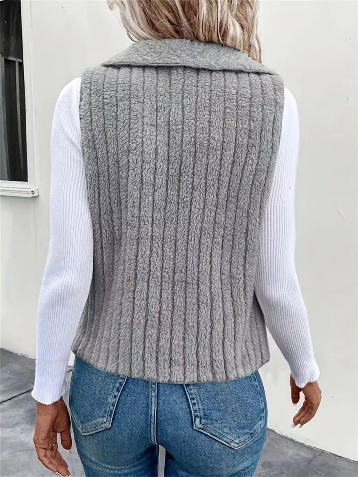 Cozy Fleece Open Front Vest Coat