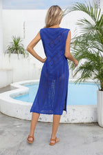 Angel Wings Openwork Slit V-Neck Sleeveless Cover Up - Ladyez