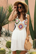 Geometric V-Neck Spaghetti Strap Cover Up Dress - Ladyez
