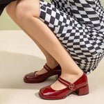 Square Toe Block Heels Pumps - Ladyez