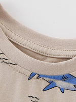Children's Shark Print Crew Neck Short Sleeve T-Shirt