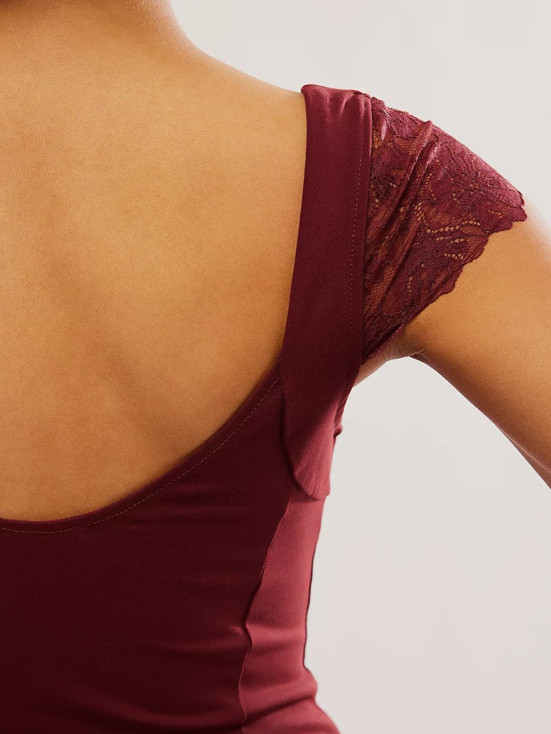Lace Detail V-Neck Cap Sleeve Top - Ladyez