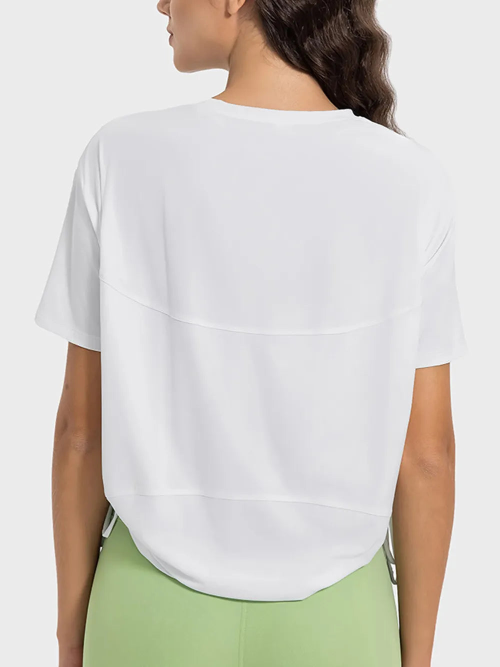Millennia Drawstring Round Neck Short Sleeve Active T-Shirt - Ladyez