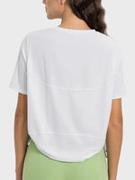 Millennia Drawstring Round Neck Short Sleeve Active T-Shirt - Ladyez