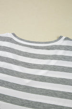 Casual Striped V-Neck Midi T-Shirt Dress