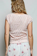 POL Sweetheart Neck Lace Short Sleeve Top