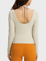 Millennia Halter Neck Long Sleeve Sporty Top - Ladyez
