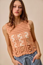 SO ME Crochet Knitted Lace Sweater Tank Top