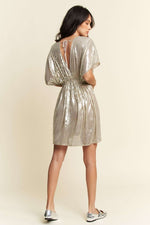 Davi & Dani Sequin Plunge Neck Knot Cut Out Tie Back Party Dress - Ladyez