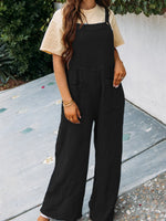 Full Size Casual Wide Leg Textured Overalls Plus Size