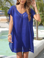 Crochet Trim Beach Cover Up Dress - Ladyez