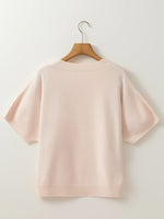 Pearl Embellished Bow Detail Short Sleeve Sweater
