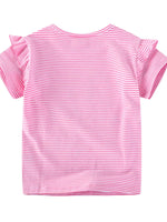C=Children's Unicorn Ruffle Sleeve Striped T-Shirt