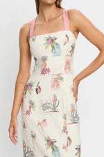 Printed Square Neck Summer Midi Dress