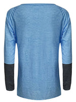 Full Size Striped Quarter Button Long Sleeve T-Shirt