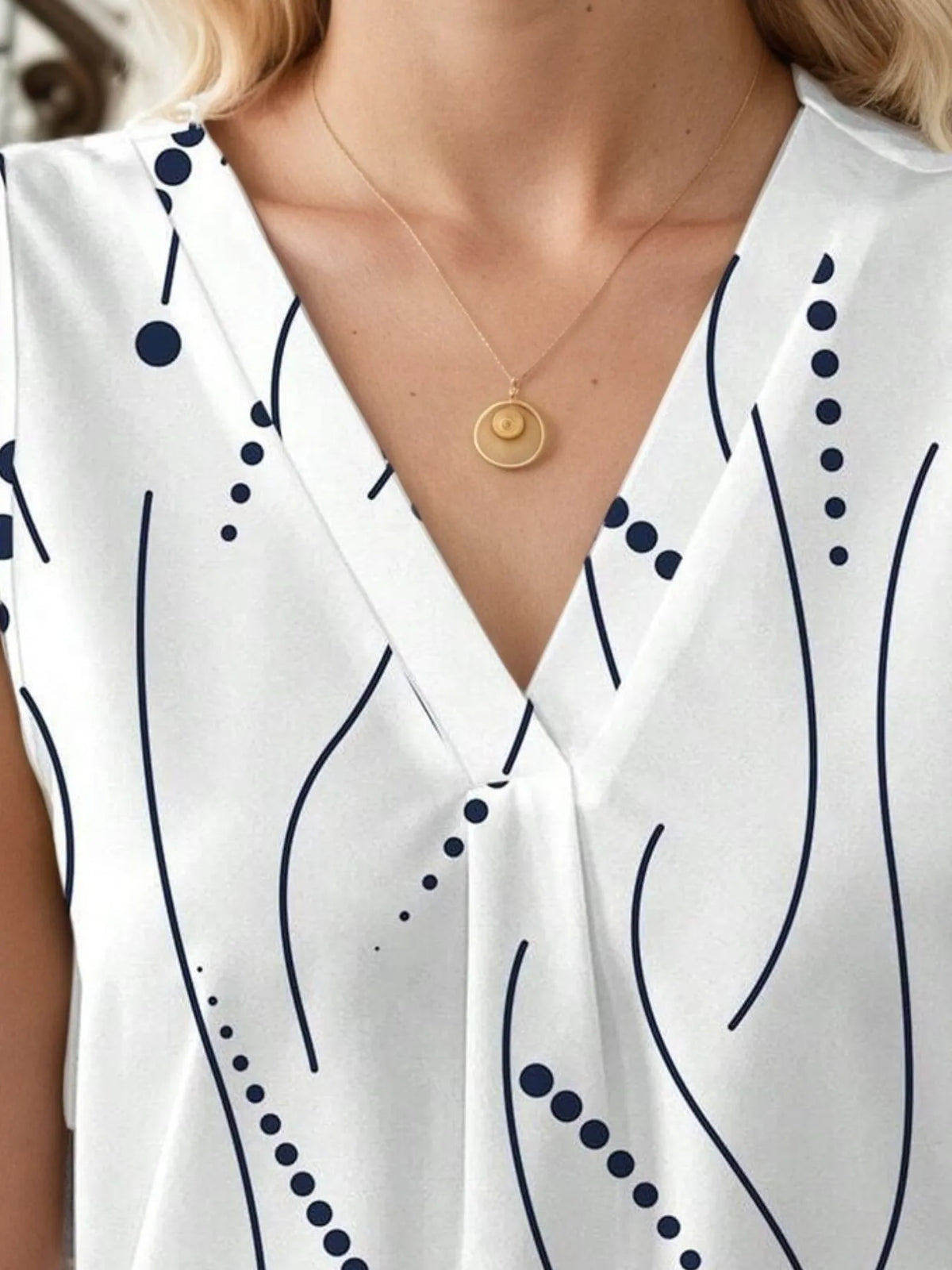 Printed V-Neck Tank - Ladyez