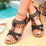Beaded Open Toe Platform Sandals
