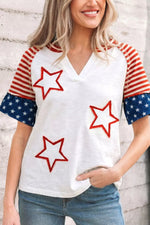 Star Detail Flag Inspired Short Sleeve Top