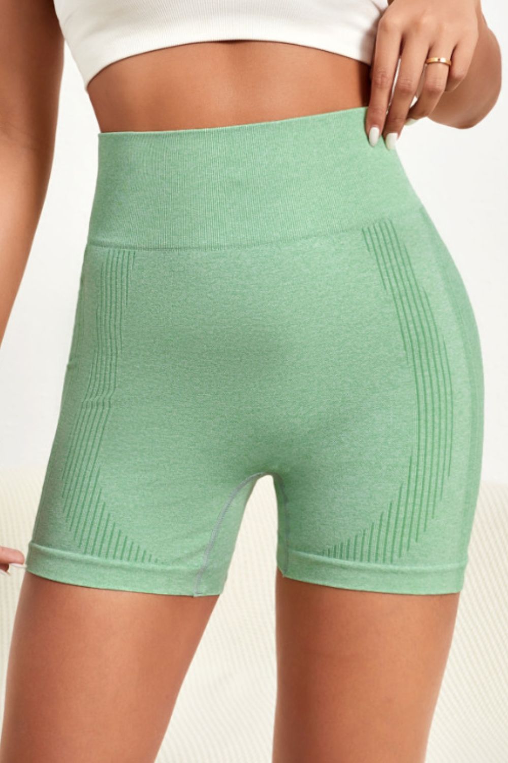 Wide Waistband Slim Fit Active Shorts - Ladyez