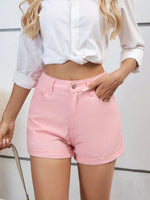 High Waist Denim Shorts - Ladyez