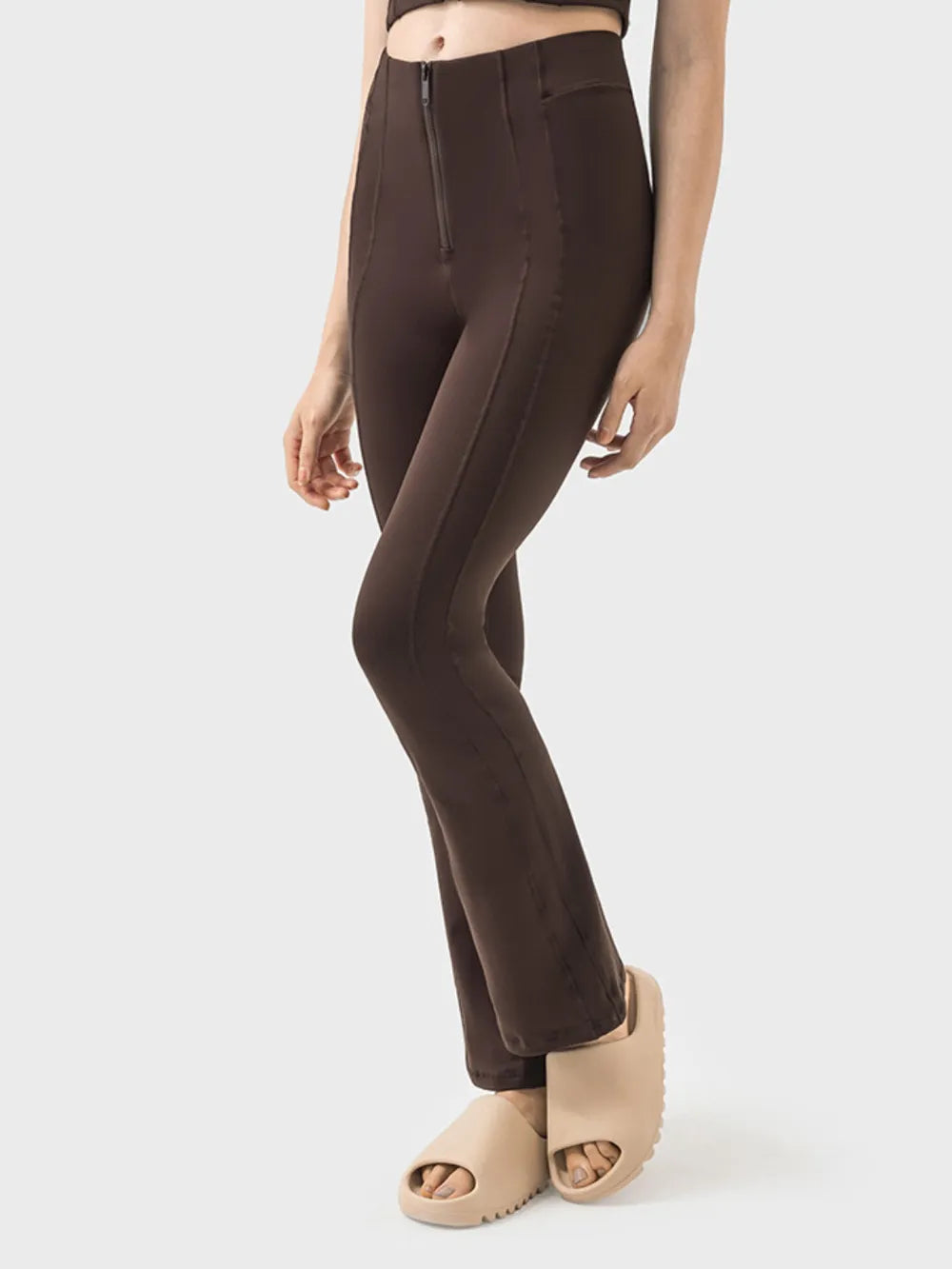 Millennia Zipper Detail High Waist Active Pants - Ladyez