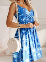 Tropical Print Spaghetti Strap Mini Dress