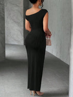 Textured Single Shoulder Maxi Dress - Ladyez