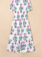 Printed Short Sleeve Midi Dress with Pockets