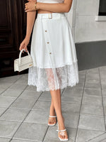Lace Hem Detail Midi Skirt