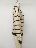 Striped Knit Polo Sweater