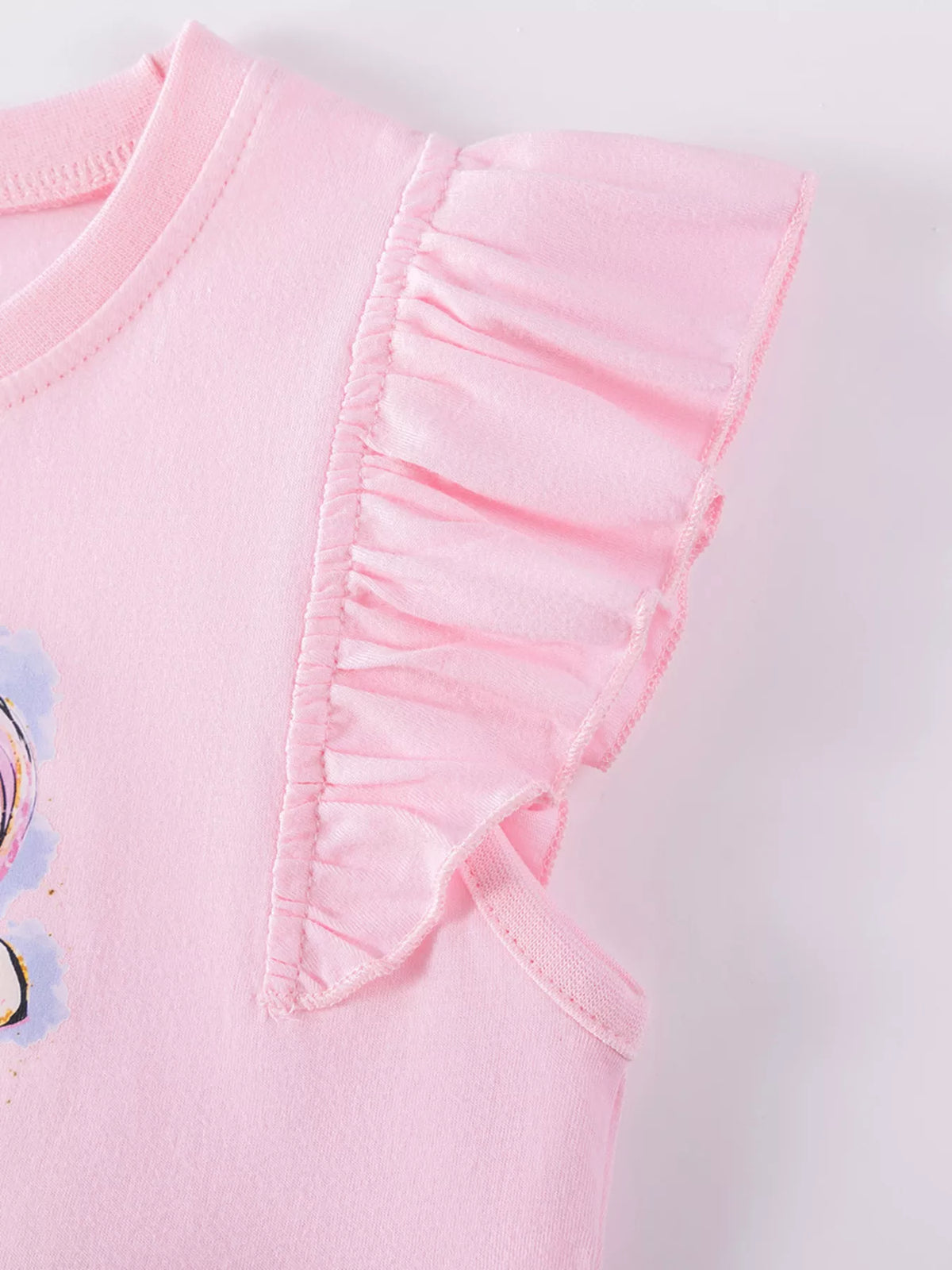 Children's Unicorn Graphic Ruffle Sleeve Tulle Dress