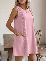 Frill Sleeveless Round Neck Dress