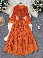 Ruffled A-Line Midi Dress