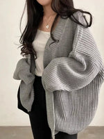 Open Front Oversized Knit Cardigan