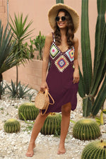 Geometric V-Neck Spaghetti Strap Cover Up Dress - Ladyez