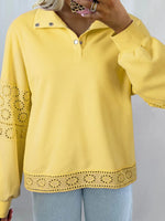 Eyelet Lace Detail Snap Down Sweatshirt