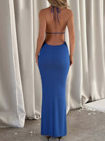 Backless Lace Up Back Sleeveless Maxi Dress - Ladyez