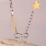 Two-Tone Bow Star Necklace