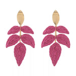 Rattan Woven Leaf Dangle Earrings