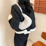 Solid Color Crescent Shoulder Bag - Ladyez