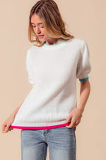 SO ME Casual Sweater Top With Colorful Bands