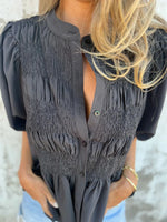Full Size Smocked Puff Sleeve Blouse Plus Size