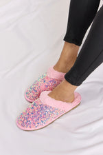 Forever Link Sequin Plush Round Toe Slippers - Ladyez