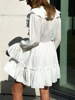 Ruffled V-Neck Long Sleeve Mini Dress