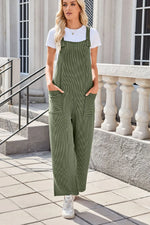 Lovelet Square Neck Wide Strap Overalls with Pockets