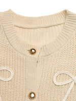 Bow Button Up Long Sleeve Cardigan